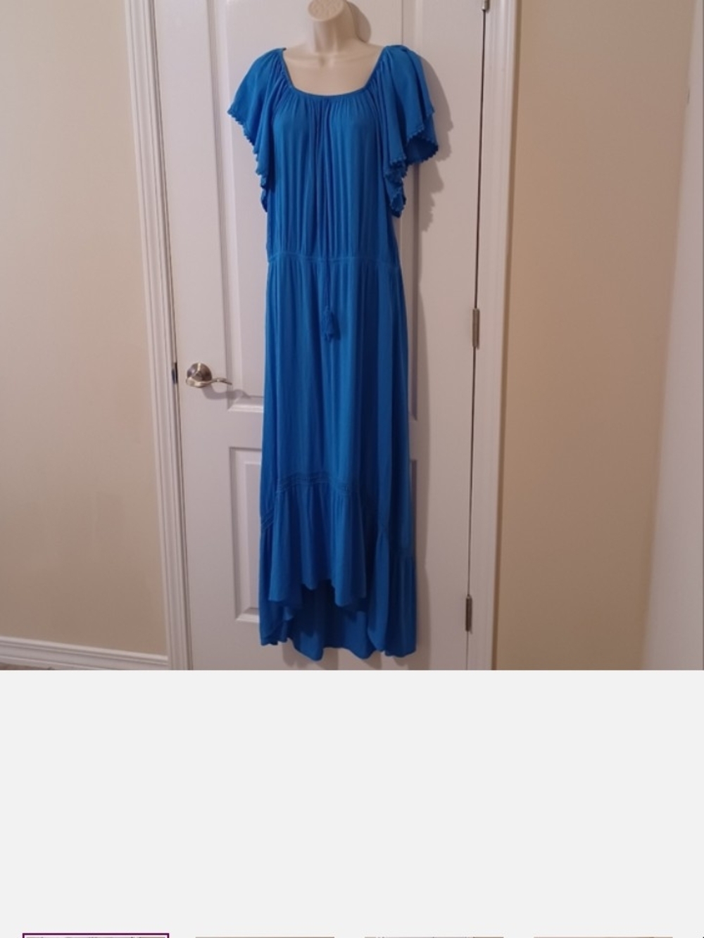 Cobalt Blue Maxi Dress with Flutter Sleeves